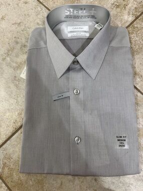 NWT- Calvin Klein Slim Fit Light Gray Dress Shirt